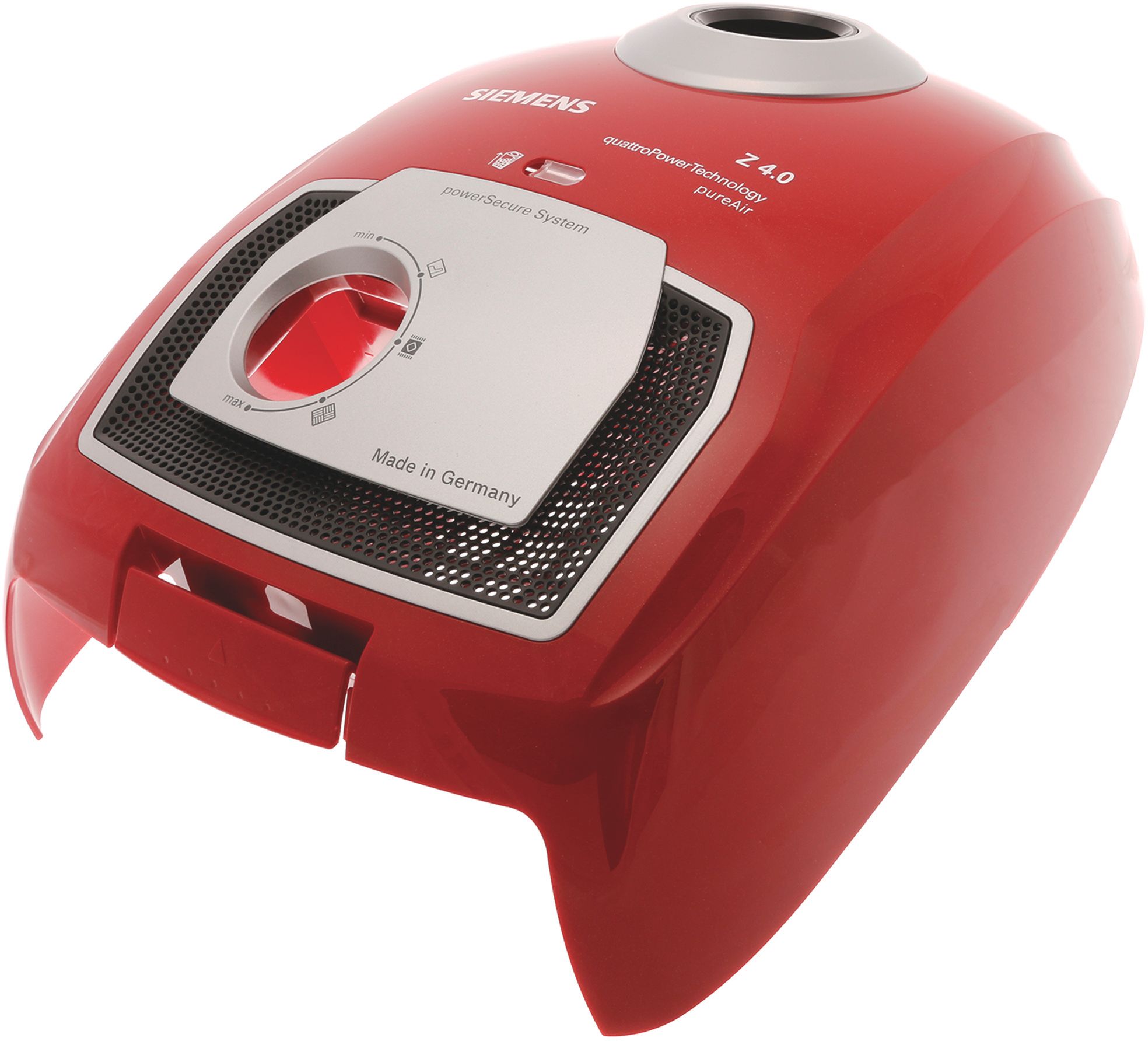 Deckel f�r Staubraum mit FWA orange - Stutzenring-weiss alu- Blende- Gitter kirschrot-metallic- SIEMENS Z4 0 quattroPower Technology pureAir (BD-11023045)