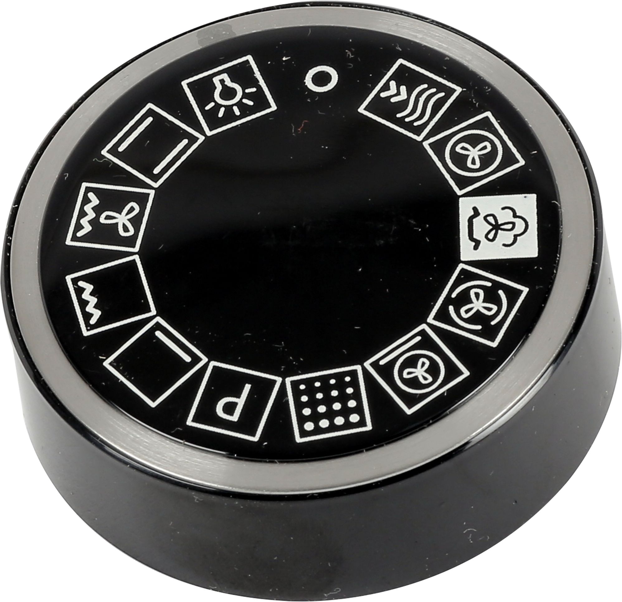 Drehgriff-Vorwahl rund- feststehend- schwarz- unbeleuchtet- Bedruckungsfarbe: hellgrau  Drehgriff-Vorwahl rund- feststehend- schwarz- unbeleuchtet- Bedruckungsfarbe: hellgrau (BD-10030977)