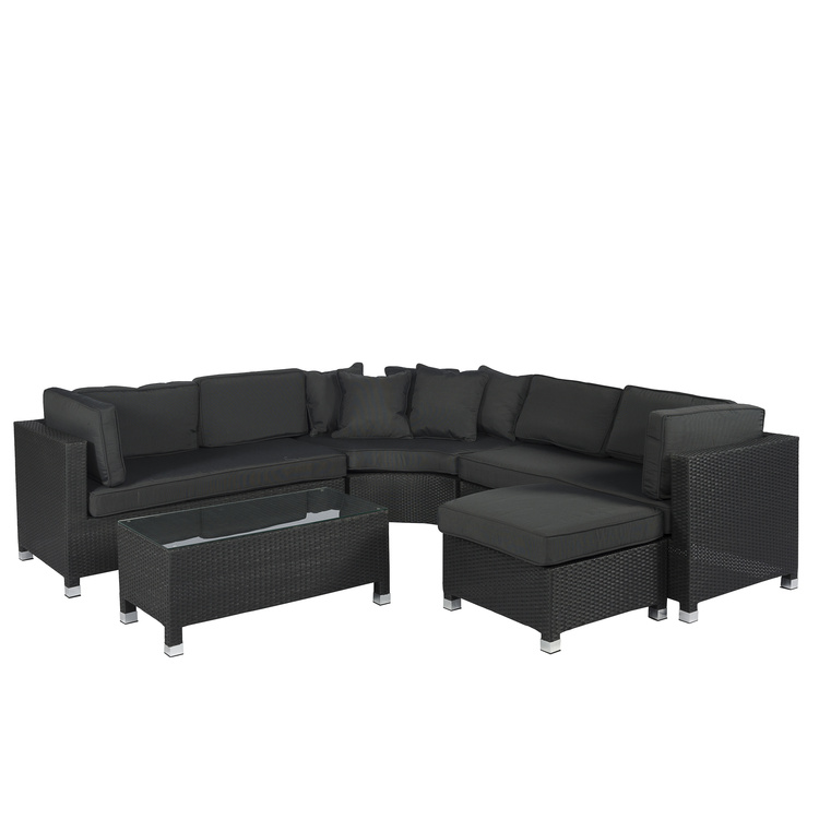 Garten Lounge Polyrattan Loungeecke Ecksofa Mississippi Schwarz - Pure Garden und Living