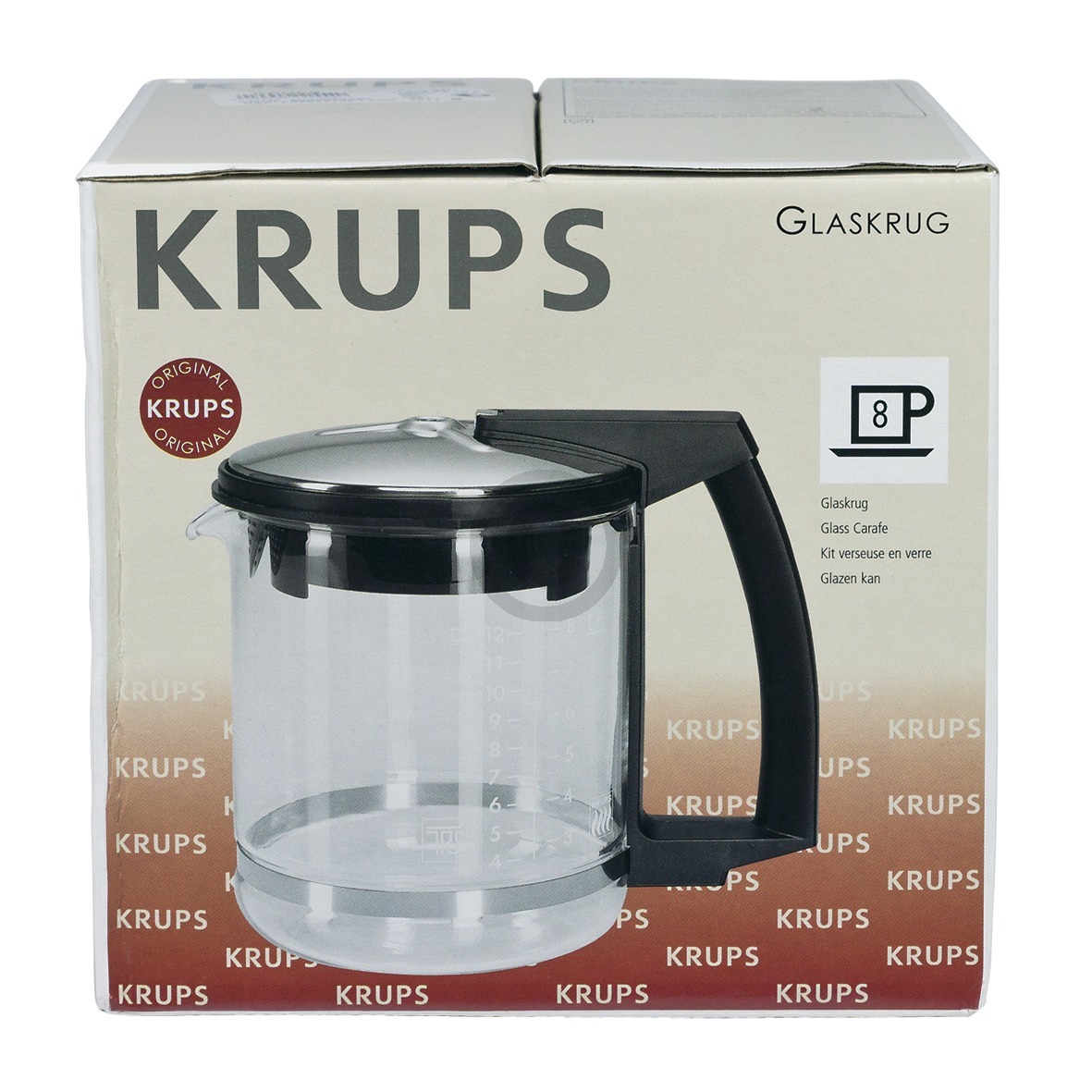 Glaskanne KRUPS  mit Filter und Deckel f�r Filterkaffeemaschine Druckbr�hautomat (EA-F0464210F)