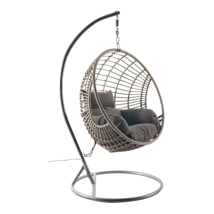 H-ngestuhl Brisbane grau Polyrattan - Pure Garden und Living