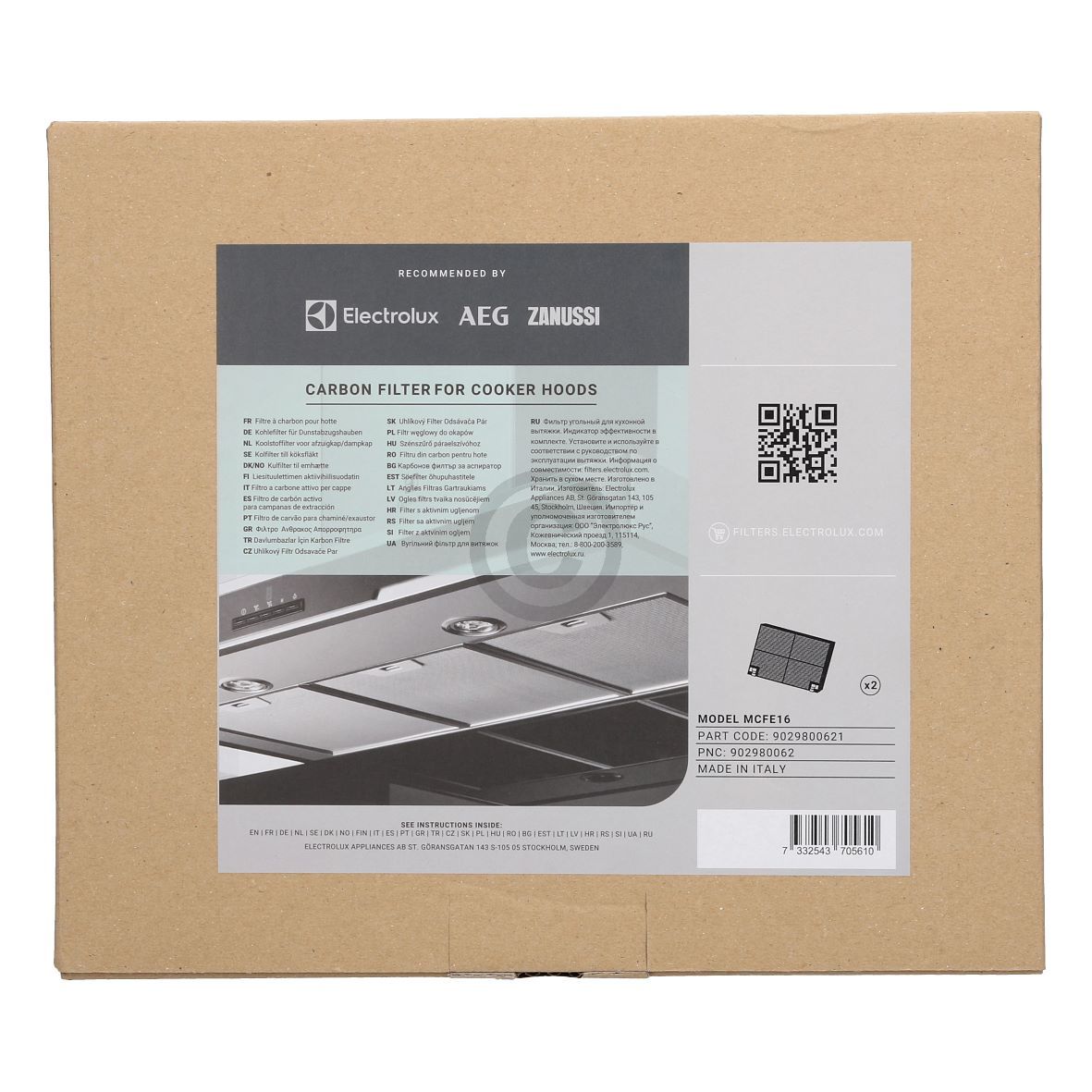 Kohlefilter AEG 902980062-1 EFF55 225x155mm f�r Dunstabzugshaube 2Stk (EA-9029800621)