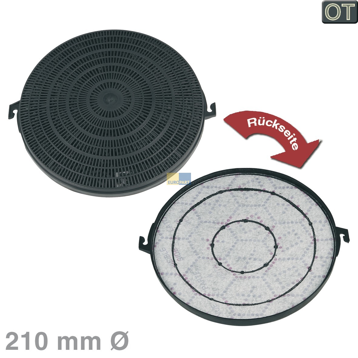 Kohlefilter Mod211 Whirlpool 484000008635 Wpro CHFD211-1 210mm- f�r Dunstabzugshaube 1Stk (EA-484000008635)