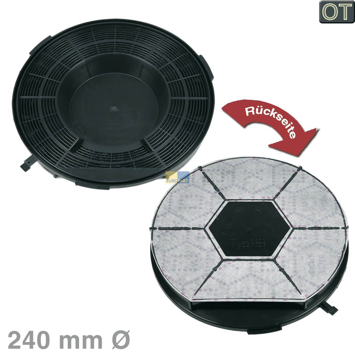 Kohlefilter Type28 Wpro  240mm- f�r Dunstabzugshaube (KD-484000008576)