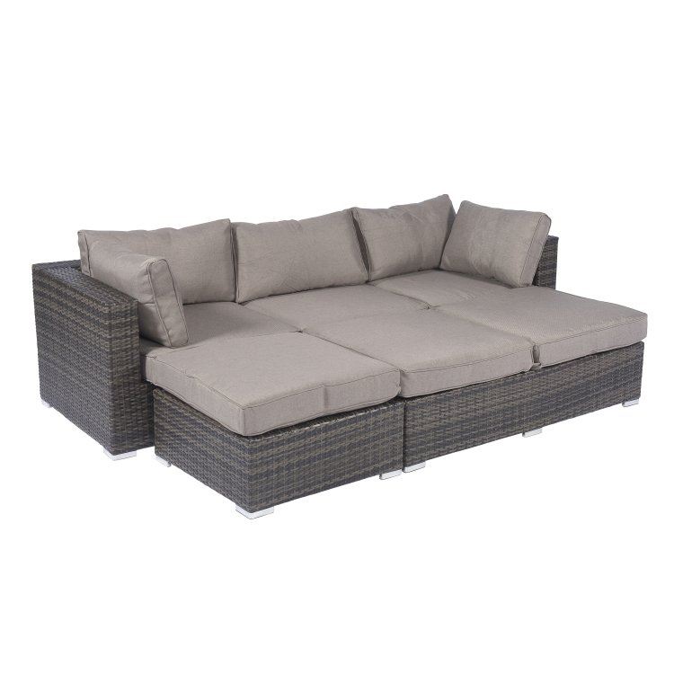 Loungeset und Lounge Insel Tripoli Polyrattan grau - Pure Garden und Living