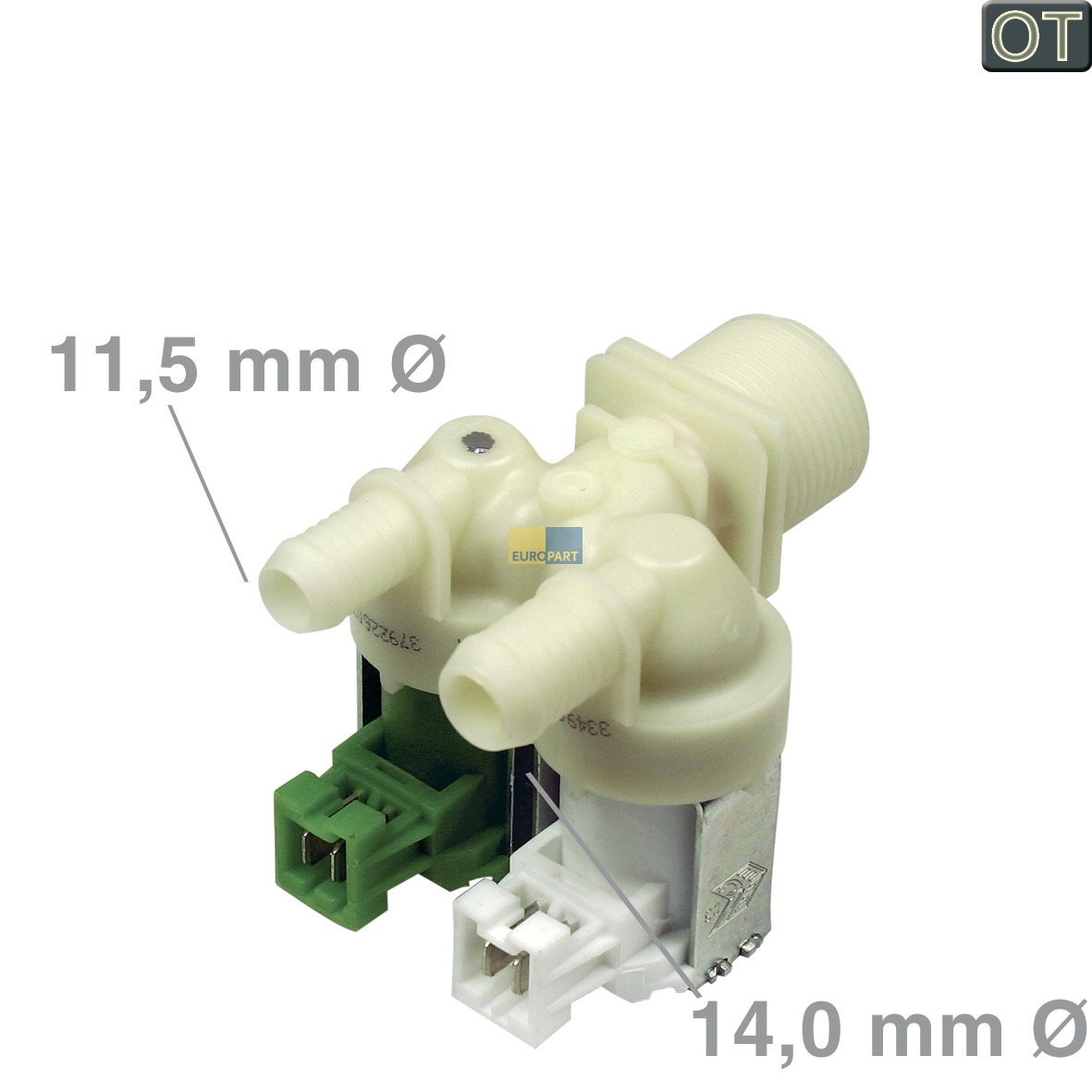 Magnetventil 2-fach ZANUSSI 1249471051 180- 12- 0mm+14- 0mm- f�r Waschmaschine (KD-1249471051)