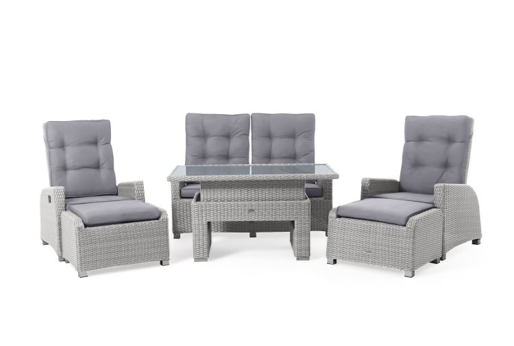 Sitzecke Polyrattan Dining Lounge Set Ludo - Grau - Pure Garden und Living