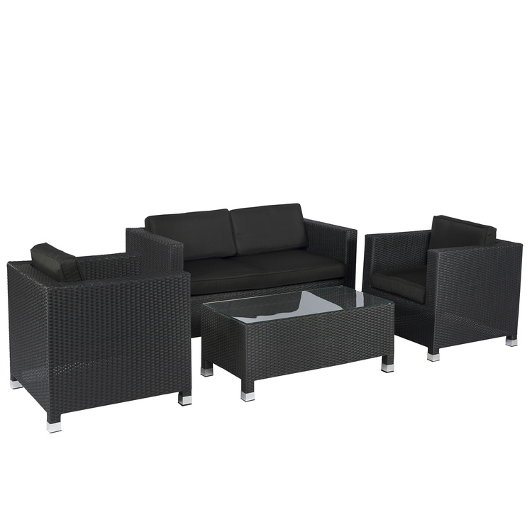 Sofagruppe Polyrattan Sitzecke schwarz Bari - Pure Garden und Living