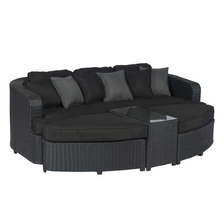 Sonneninsel Palma Lounge Polyrattan schwarz Pure Garden und Living