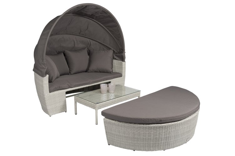 Sonneninsel Poly Rattan Santorini Grau - Pure Garden und Living