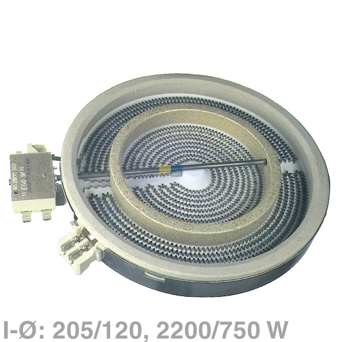Strahlheizk�rper EGO  205-120mm- 2200-750W 230V (KD-10-51211-004)