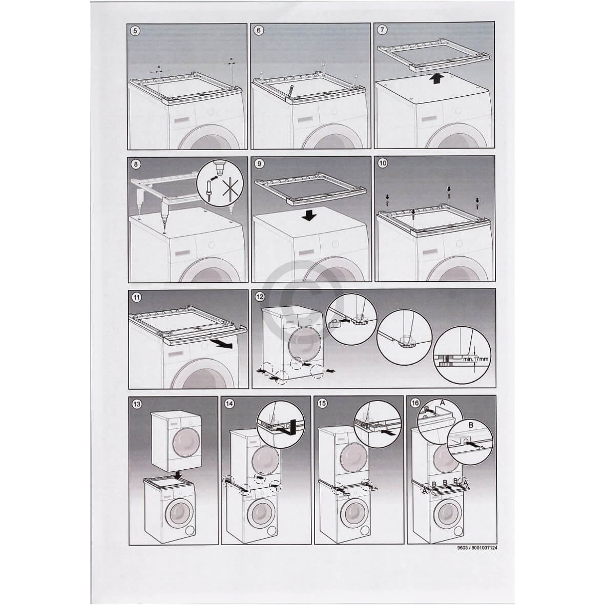 Zwischenbaurahmen BSH 00717525 f�r Waschmaschine Trockner (00717525)